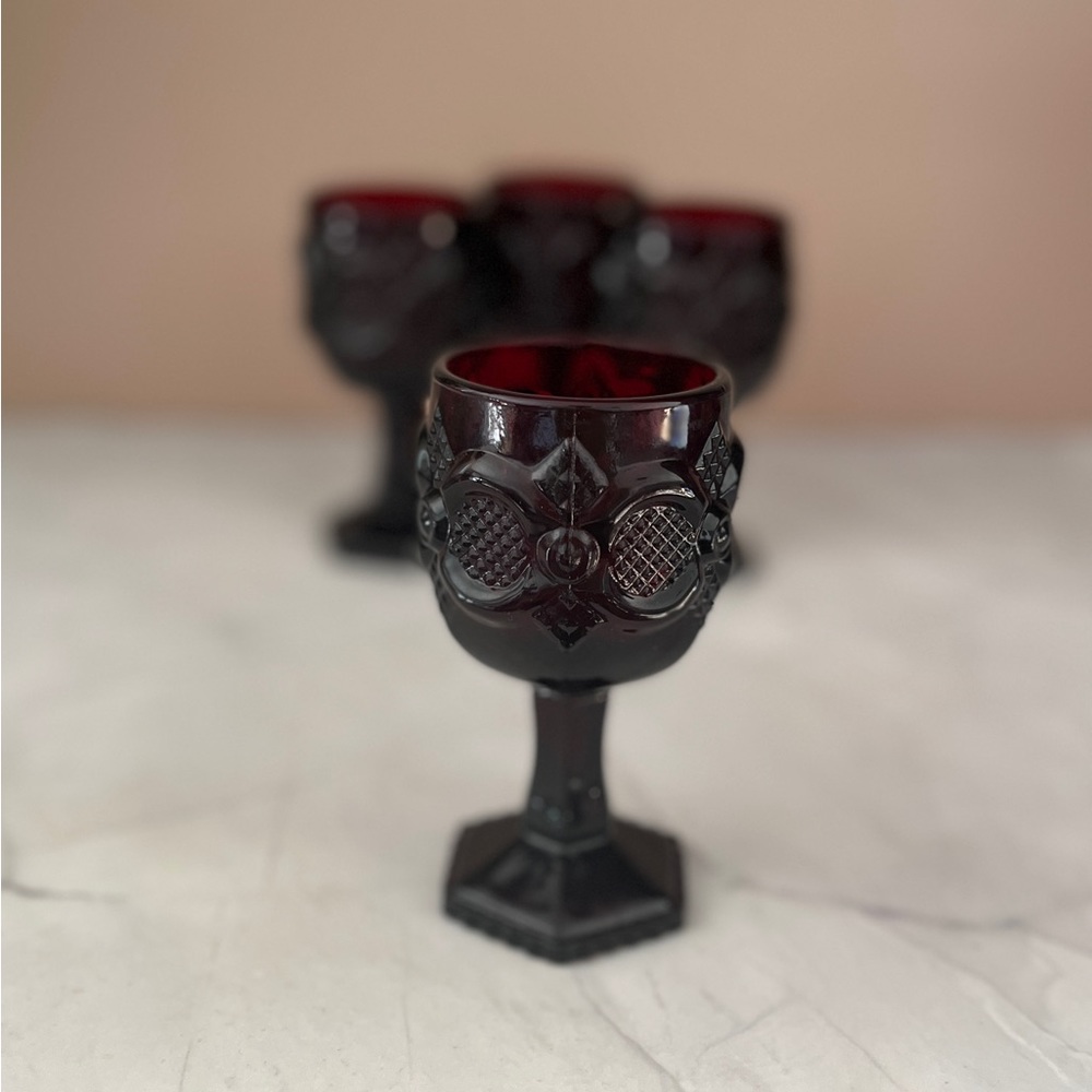 Vintage Avon Cape Cod Ruby Red Glass Goblet liquor glass